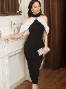Women Bodycon Black, White Maxi/Full Length Dress