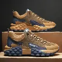 Beige Canvas Trekking Shoes with Rubber Sole