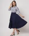 Flower Printed Calf-Length Casual Dress For Women's