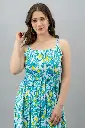 Women A-line Light Blue, Light Green, White Dress
