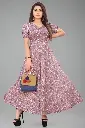 Women's Floral Crepe Light Weight A-Line Maxi Western Dress