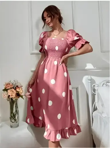 Classic Polka Dot Elegance Timeless Vintage-Inspired A-Line Dress