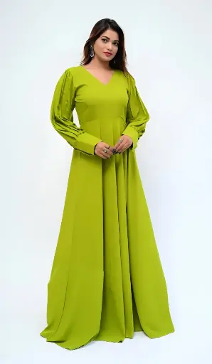Stylish Bell Sleeves Solid Dress For Party & Casual Wear | Trendy Western Gown