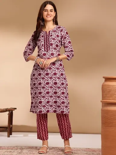New Stylish Women Daily Wear Cotton Kurta Set