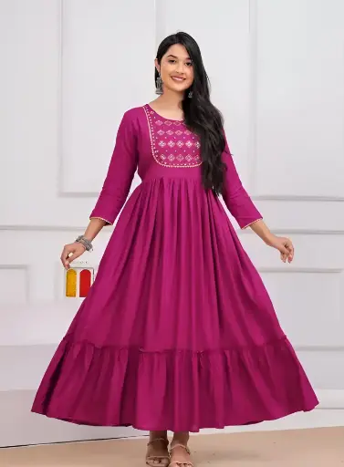 Women Embroidered Rayon Anarkali Kurta