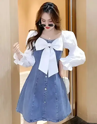 Girls Stylish Denim Midi Dress