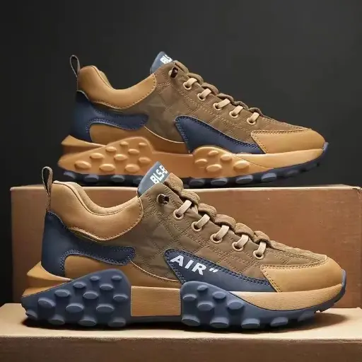 Beige Canvas Trekking Shoes with Rubber Sole