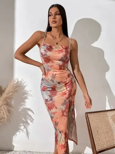 Trendy Urban Western Women  Asymmetric Multicolor Dress