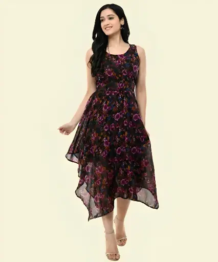 Absorbing Women Asymmetric Multicolor Dress